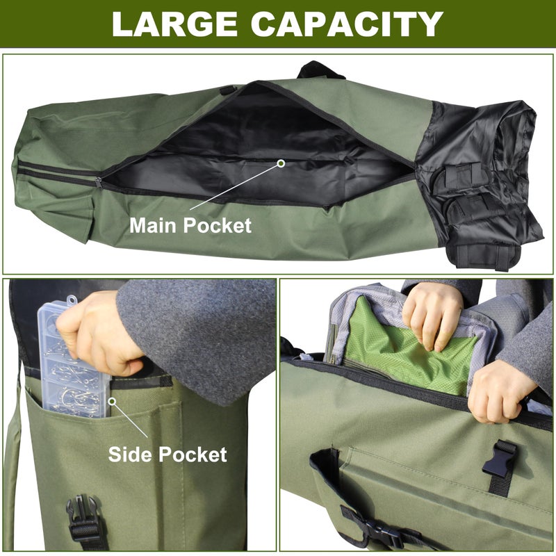 SILANON Fishing Rod Bag Pole Holder, Portable Fishing Rod Case Carrier Canvas Pole Storage Bag Travel Carry Case Waterproof Fishing Tackle Gear Organizer - Image 3